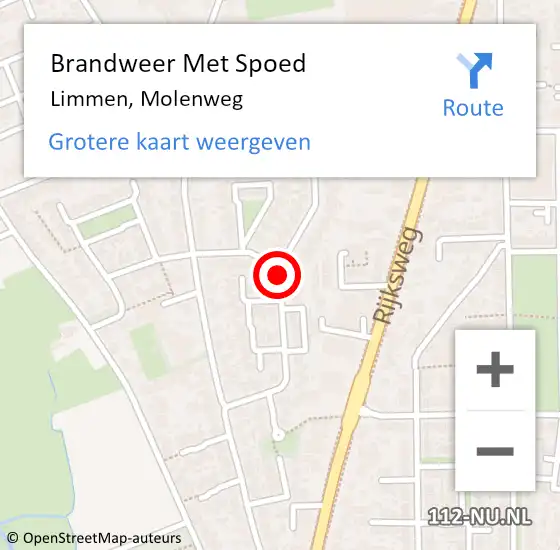 Locatie op kaart van de 112 melding: Brandweer Met Spoed Naar Limmen, Molenweg op 12 november 2020 05:53
