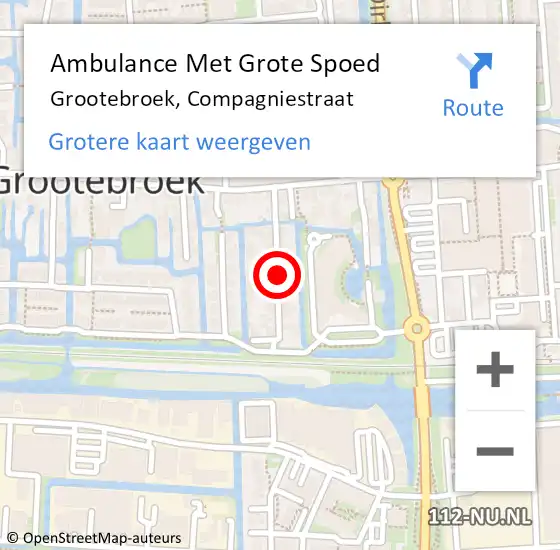 Locatie op kaart van de 112 melding: Ambulance Met Grote Spoed Naar Grootebroek, Compagniestraat op 12 november 2020 09:24