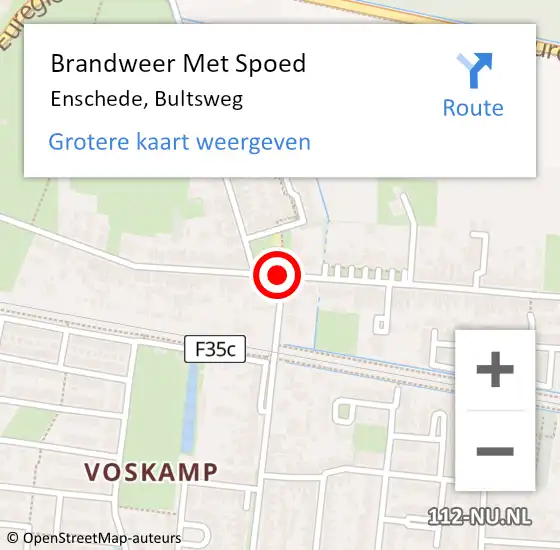 Locatie op kaart van de 112 melding: Brandweer Met Spoed Naar Enschede, Bultsweg op 12 november 2020 09:46