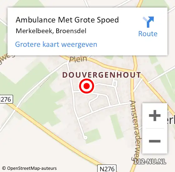 Locatie op kaart van de 112 melding: Ambulance Met Grote Spoed Naar Merkelbeek, Broensdel op 24 mei 2014 07:31