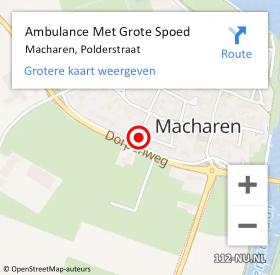 Locatie op kaart van de 112 melding: Ambulance Met Grote Spoed Naar Macharen, Polderstraat op 24 mei 2014 07:39