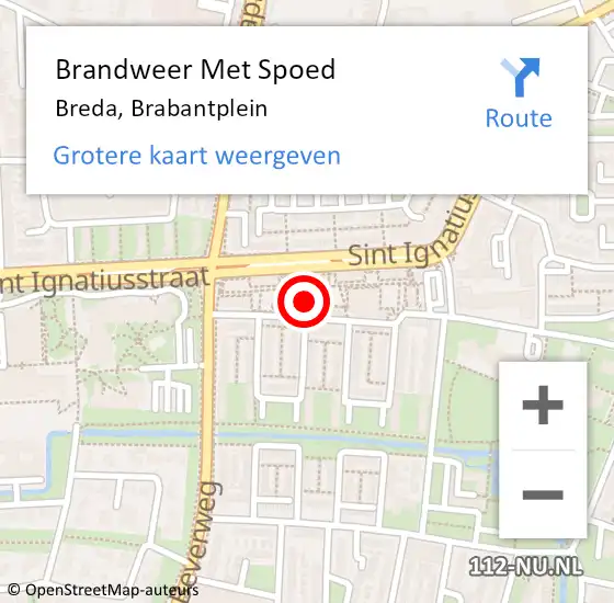 Locatie op kaart van de 112 melding: Brandweer Met Spoed Naar Breda, Brabantplein op 12 november 2020 18:47