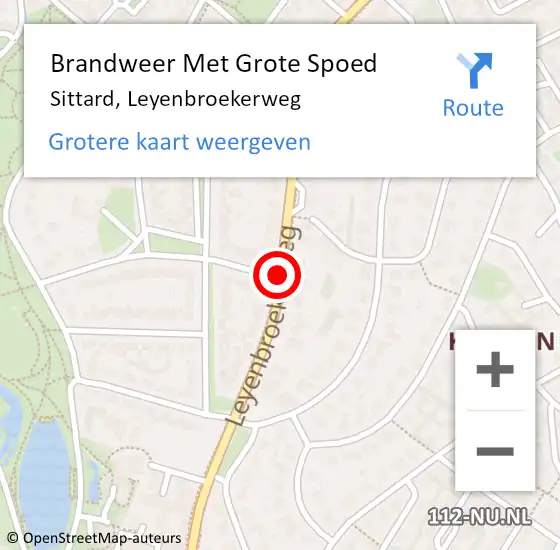 Locatie op kaart van de 112 melding: Brandweer Met Grote Spoed Naar Sittard, Leyenbroekerweg op 12 november 2020 21:21