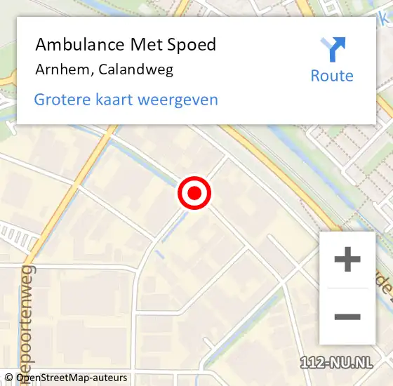 Locatie op kaart van de 112 melding: Ambulance Met Spoed Naar Arnhem, Calandweg op 13 november 2020 07:36