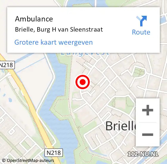 Locatie op kaart van de 112 melding: Ambulance Brielle, Burg H van Sleenstraat op 13 november 2020 09:27