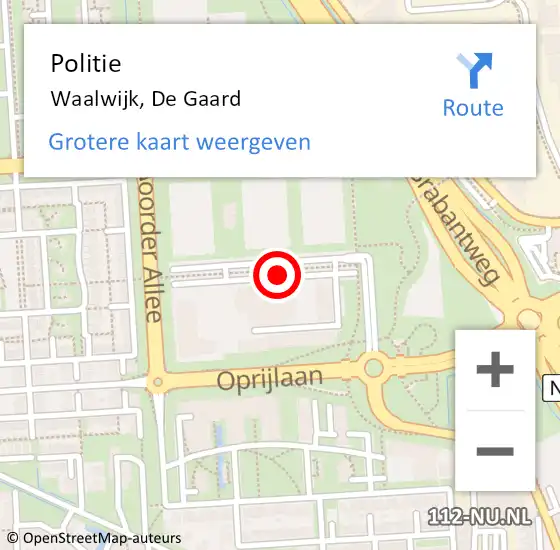 Locatie op kaart van de 112 melding: Politie Waalwijk, De Gaard op 13 november 2020 12:20