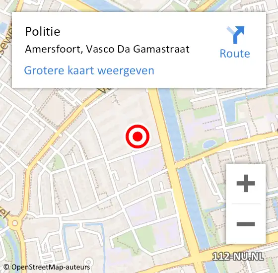 Locatie op kaart van de 112 melding: Politie Amersfoort, Vasco Da Gamastraat op 13 november 2020 20:13