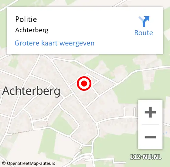 Locatie op kaart van de 112 melding: Politie Achterberg op 14 november 2020 03:54