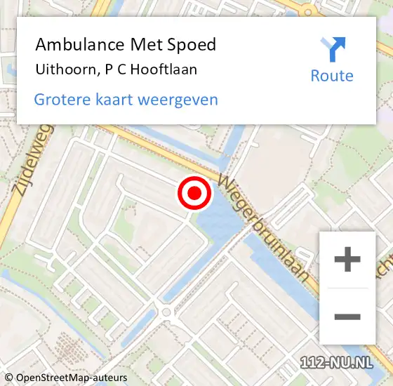 Locatie op kaart van de 112 melding: Ambulance Met Spoed Naar Uithoorn, P C Hooftlaan op 14 november 2020 11:12