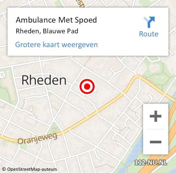 Locatie op kaart van de 112 melding: Ambulance Met Spoed Naar Rheden, Blauwe Pad op 14 november 2020 12:23
