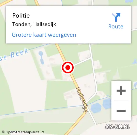 Locatie op kaart van de 112 melding: Politie Tonden, Hallsedijk op 14 november 2020 13:48