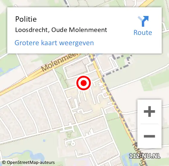 Locatie op kaart van de 112 melding: Politie Loosdrecht, Oude Molenmeent op 14 november 2020 17:57