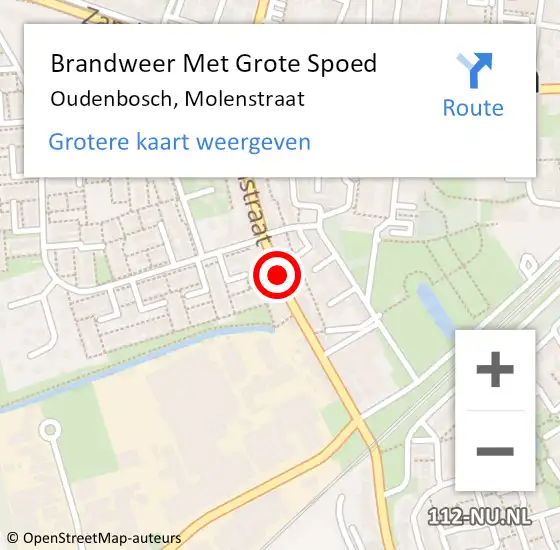 Locatie op kaart van de 112 melding: Brandweer Met Grote Spoed Naar Oudenbosch, Molenstraat op 14 november 2020 23:20