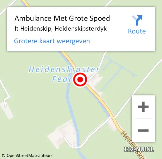 Locatie op kaart van de 112 melding: Ambulance Met Grote Spoed Naar It Heidenskip, Heidenskipsterdyk op 15 november 2020 12:19