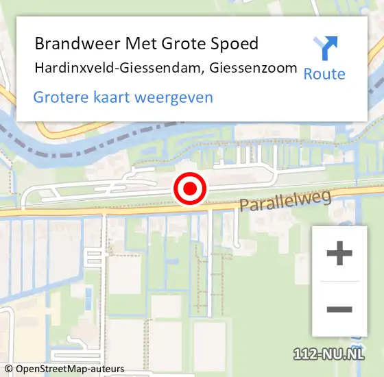 Locatie op kaart van de 112 melding: Brandweer Met Grote Spoed Naar Hardinxveld-Giessendam, Giessenzoom op 15 november 2020 16:34