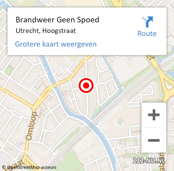 Locatie op kaart van de 112 melding: Brandweer Geen Spoed Naar Utrecht, Hoogstraat op 15 november 2020 17:49