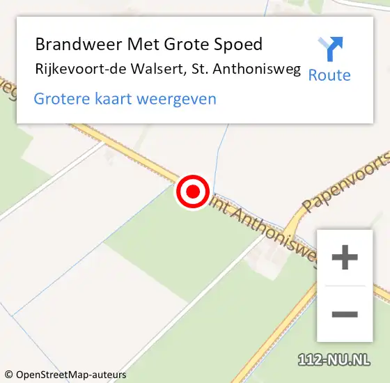 Locatie op kaart van de 112 melding: Brandweer Met Grote Spoed Naar Rijkevoort-de Walsert, St. Anthonisweg op 15 november 2020 18:47