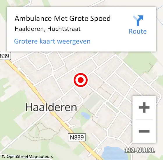 Locatie op kaart van de 112 melding: Ambulance Met Grote Spoed Naar Haalderen, Huchtstraat op 16 november 2020 04:49