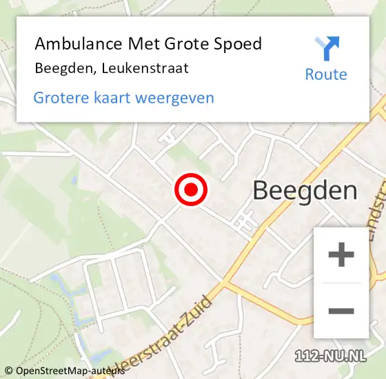 Locatie op kaart van de 112 melding: Ambulance Met Grote Spoed Naar Beegden, Leukenstraat op 16 november 2020 09:22