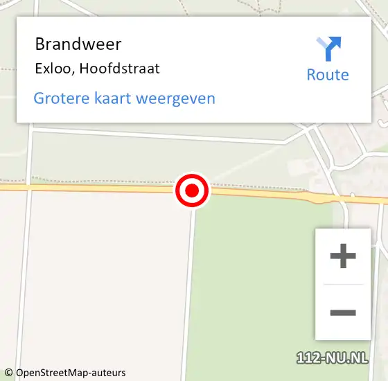 Locatie op kaart van de 112 melding: Brandweer Exloo, Hoofdstraat op 16 november 2020 15:43