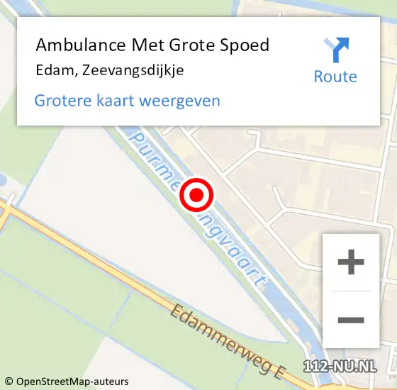 Locatie op kaart van de 112 melding: Ambulance Met Grote Spoed Naar Edam, Zeevangsdijkje op 16 november 2020 18:42