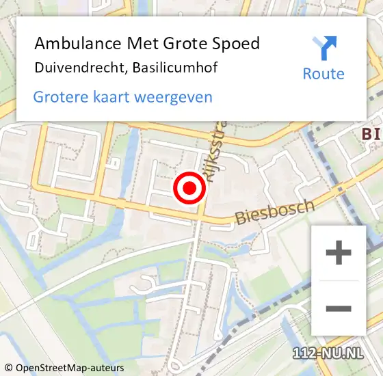 Locatie op kaart van de 112 melding: Ambulance Met Grote Spoed Naar Duivendrecht, Basilicumhof op 17 november 2020 03:21