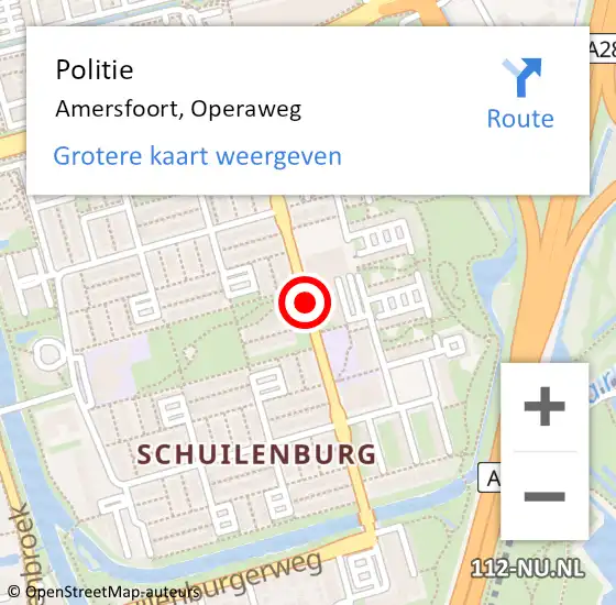 Locatie op kaart van de 112 melding: Politie Amersfoort, Operaweg op 17 november 2020 10:35