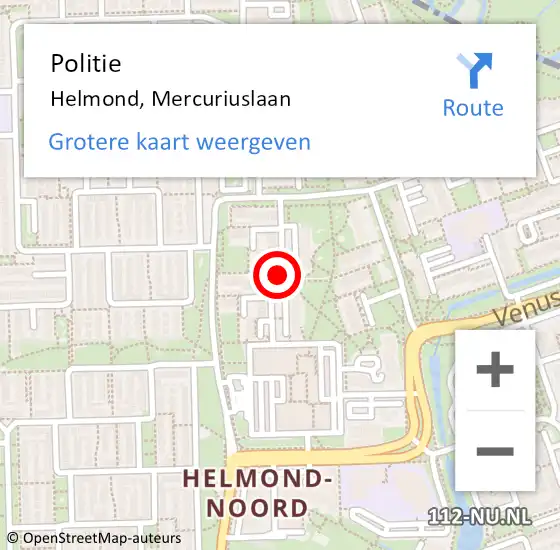 Locatie op kaart van de 112 melding: Politie Helmond, Mercuriuslaan op 17 november 2020 10:41