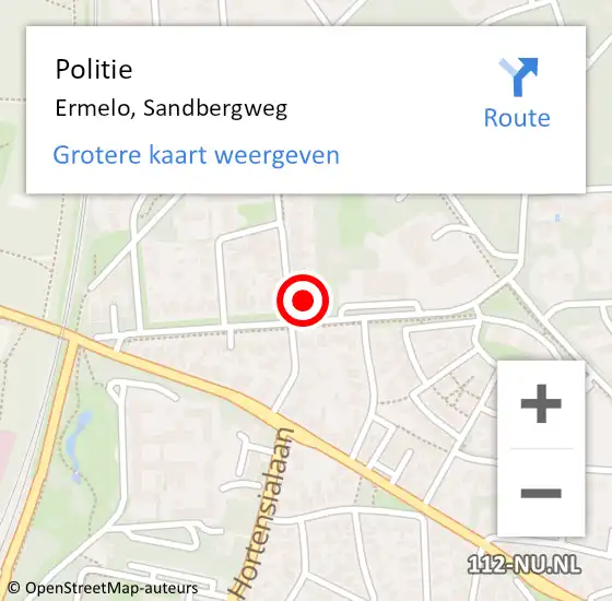 Locatie op kaart van de 112 melding: Politie Ermelo, Sandbergweg op 17 november 2020 14:47