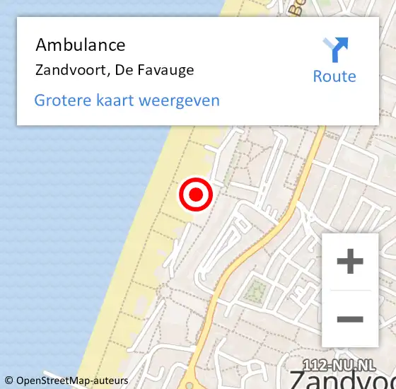 Locatie op kaart van de 112 melding: Ambulance Zandvoort, De Favauge op 18 november 2020 16:13