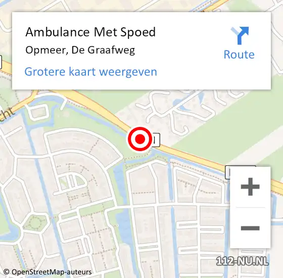 Locatie op kaart van de 112 melding: Ambulance Met Spoed Naar Opmeer, De Graafweg op 18 november 2020 17:27
