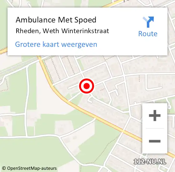 Locatie op kaart van de 112 melding: Ambulance Met Spoed Naar Rheden, Weth Winterinkstraat op 18 november 2020 22:56