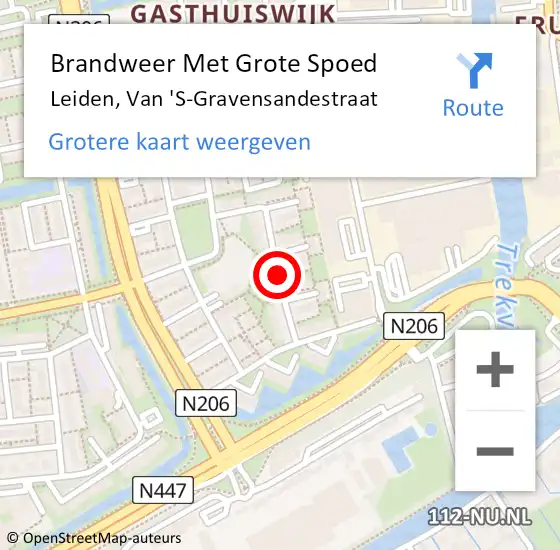 Locatie op kaart van de 112 melding: Brandweer Met Grote Spoed Naar Leiden, Van 'S-Gravensandestraat op 20 november 2020 05:10