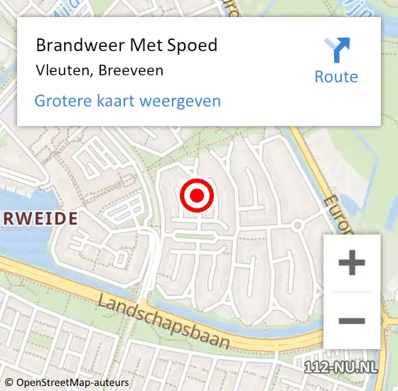 Locatie op kaart van de 112 melding: Brandweer Met Spoed Naar Vleuten, Breeveen op 20 november 2020 20:08