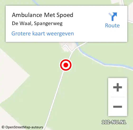 Locatie op kaart van de 112 melding: Ambulance Met Spoed Naar De Waal, Spangerweg op 20 november 2020 21:35