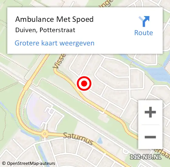 Locatie op kaart van de 112 melding: Ambulance Met Spoed Naar Duiven, Potterstraat op 21 november 2020 16:47