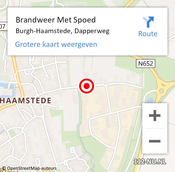 Locatie op kaart van de 112 melding: Brandweer Met Spoed Naar Burgh-Haamstede, Dapperweg op 21 november 2020 17:24