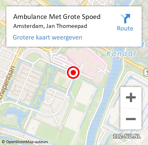 Locatie op kaart van de 112 melding: Ambulance Met Grote Spoed Naar Amsterdam, Jan Thomeepad op 21 november 2020 18:44