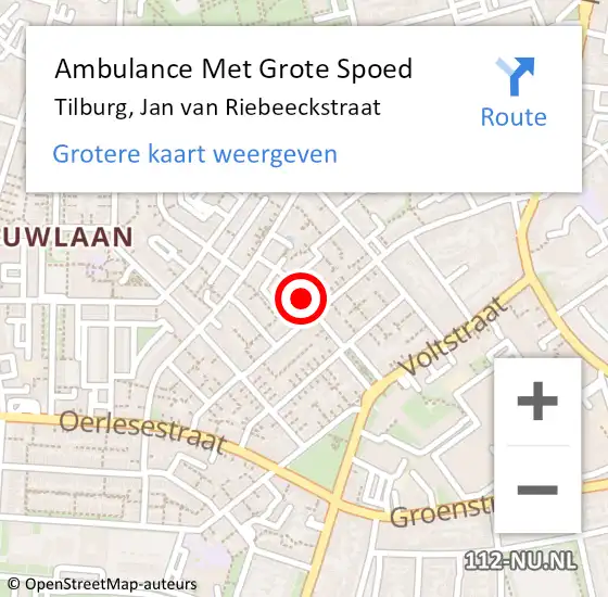 Locatie op kaart van de 112 melding: Ambulance Met Grote Spoed Naar Tilburg, Jan van Riebeeckstraat op 21 november 2020 20:43