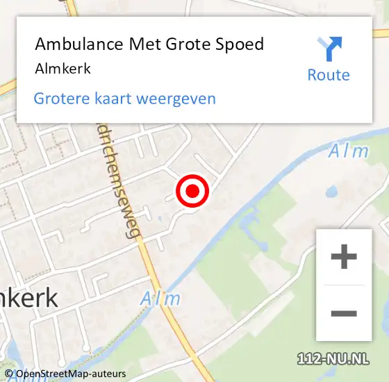 Locatie op kaart van de 112 melding: Ambulance Met Grote Spoed Naar Almkerk op 22 november 2020 01:37