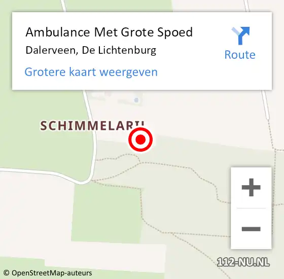 Locatie op kaart van de 112 melding: Ambulance Met Grote Spoed Naar Dalerveen, De Lichtenburg op 25 mei 2014 09:36