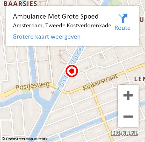 Locatie op kaart van de 112 melding: Ambulance Met Grote Spoed Naar Amsterdam, Tweede Kostverlorenkade op 22 november 2020 03:58