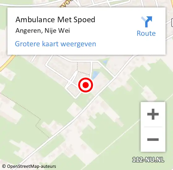 Locatie op kaart van de 112 melding: Ambulance Met Spoed Naar Angeren, Nije Wei op 22 november 2020 05:16