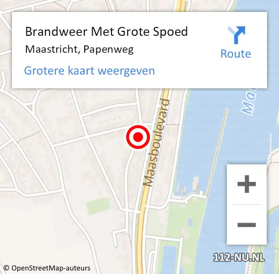 Locatie op kaart van de 112 melding: Brandweer Met Grote Spoed Naar Maastricht, Papenweg op 22 november 2020 15:15