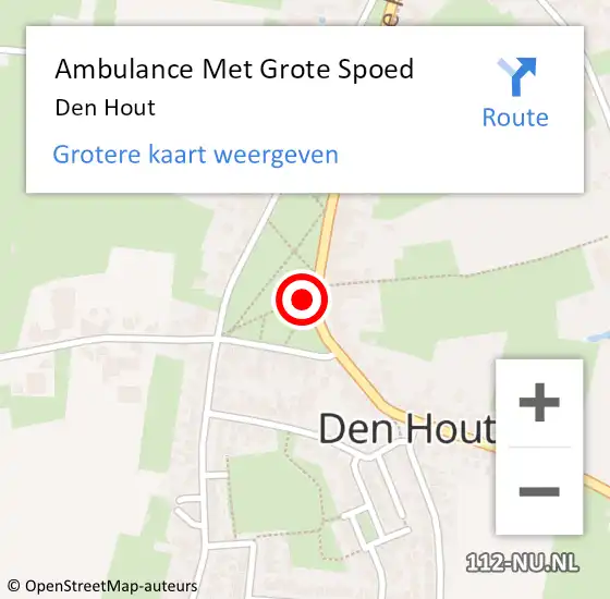 Locatie op kaart van de 112 melding: Ambulance Met Grote Spoed Naar Den Hout op 23 november 2020 01:01