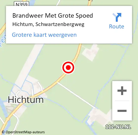 Locatie op kaart van de 112 melding: Brandweer Met Grote Spoed Naar Hichtum, Schwartzenbergweg op 23 november 2020 04:54