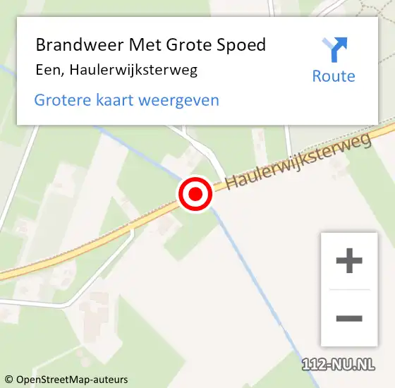 Locatie op kaart van de 112 melding: Brandweer Met Grote Spoed Naar Een, Haulerwijksterweg op 23 november 2020 06:54