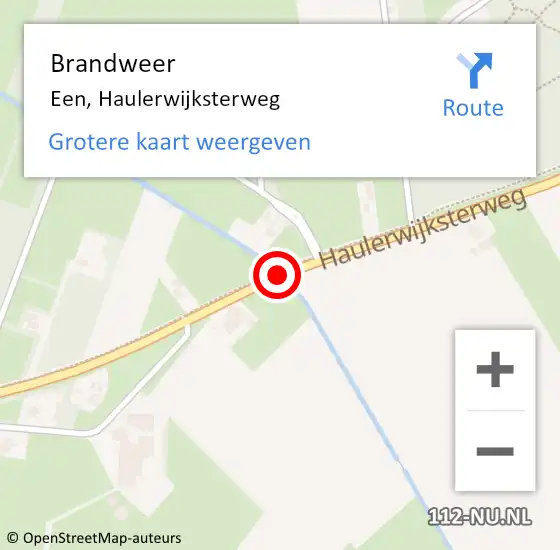 Locatie op kaart van de 112 melding: Brandweer Een, Haulerwijksterweg op 23 november 2020 06:59
