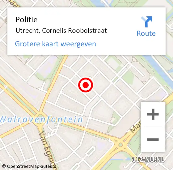 Locatie op kaart van de 112 melding: Politie Utrecht, Cornelis Roobolstraat op 23 november 2020 09:50