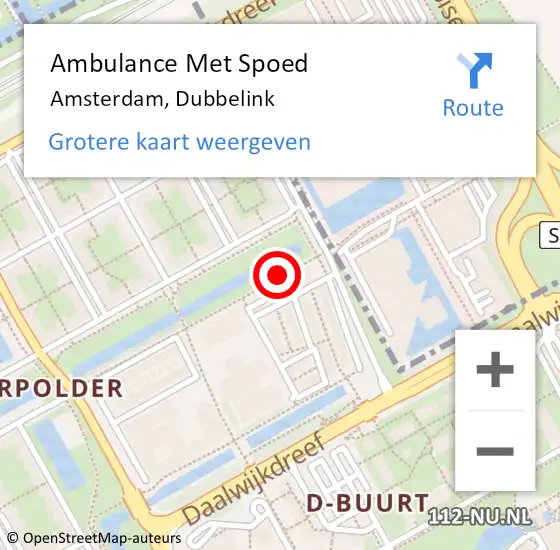 Locatie op kaart van de 112 melding: Ambulance Met Spoed Naar Amsterdam, Dubbelink op 23 november 2020 10:37